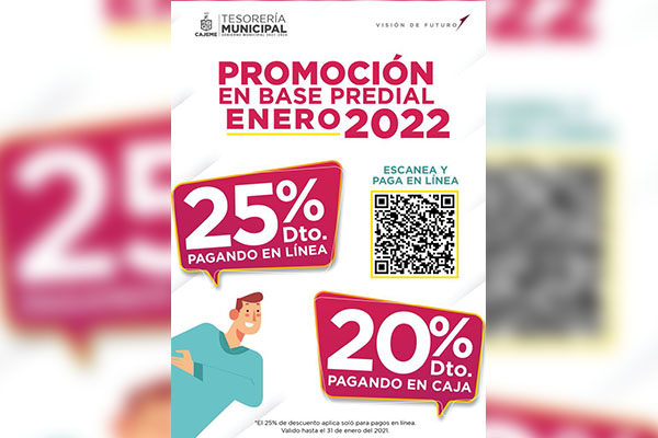 INVITA TESORERÍA A APROVECHAR PROMOCIONES EN PAGO DE PREDIALES 2022